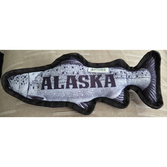 Alaska Souvenir Fish Dog Toy Realistic Salmon Trout Plush Squeaker Heavy Duty - Picture 2 of 5